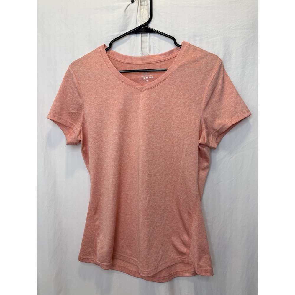 Icy‎ Zone Shirt Womens Size M Short Sleeve V Neck Light Orange Active Top